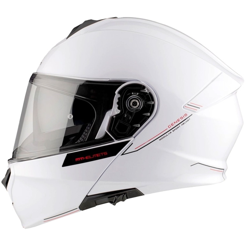 MT Genesis SV Solid A0 motorcykelhjelm hvid højglans