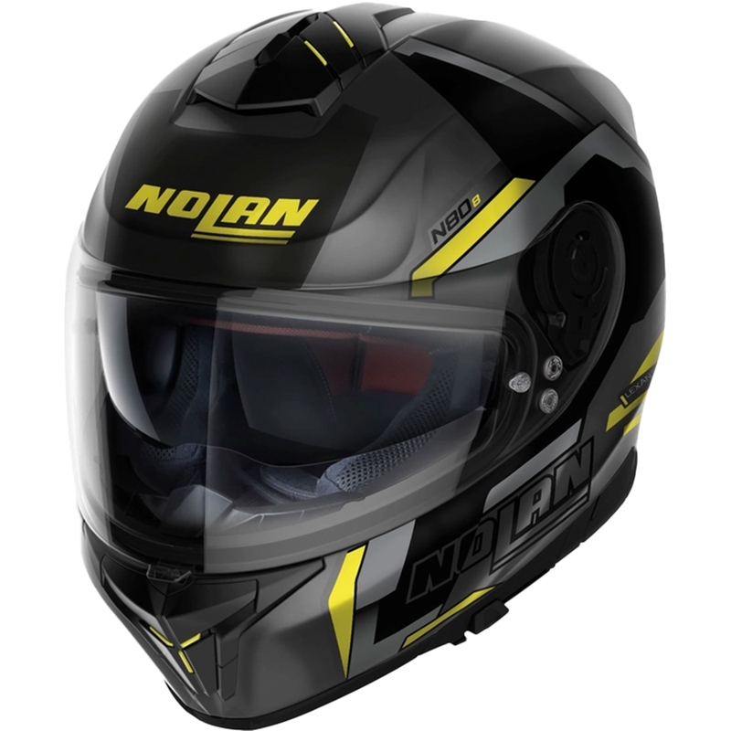 Nolan N80-8 Wanted N-com sort-fluogul integreret motorcykelhjelm