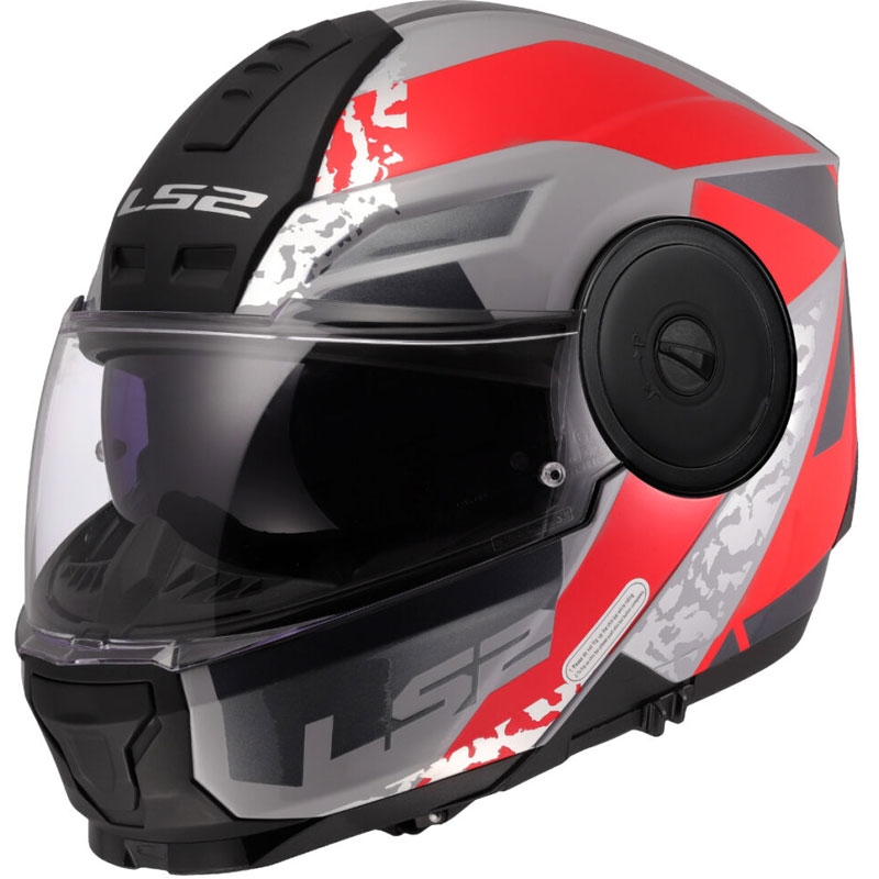 Flip-up motorcykelhjelm LS2 FF902 Scope II Oxyd grå-rød