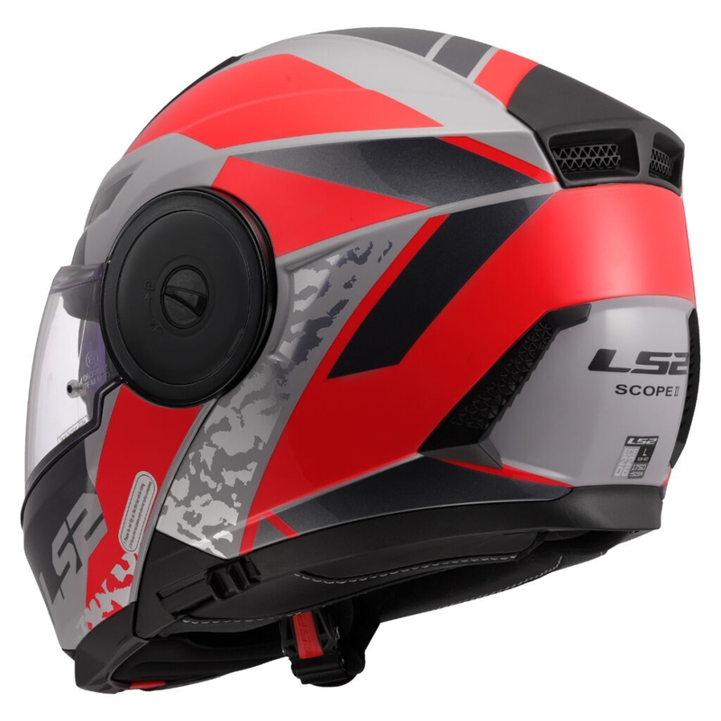 Flip-up motorcykelhjelm LS2 FF902 Scope II Oxyd grå-rød