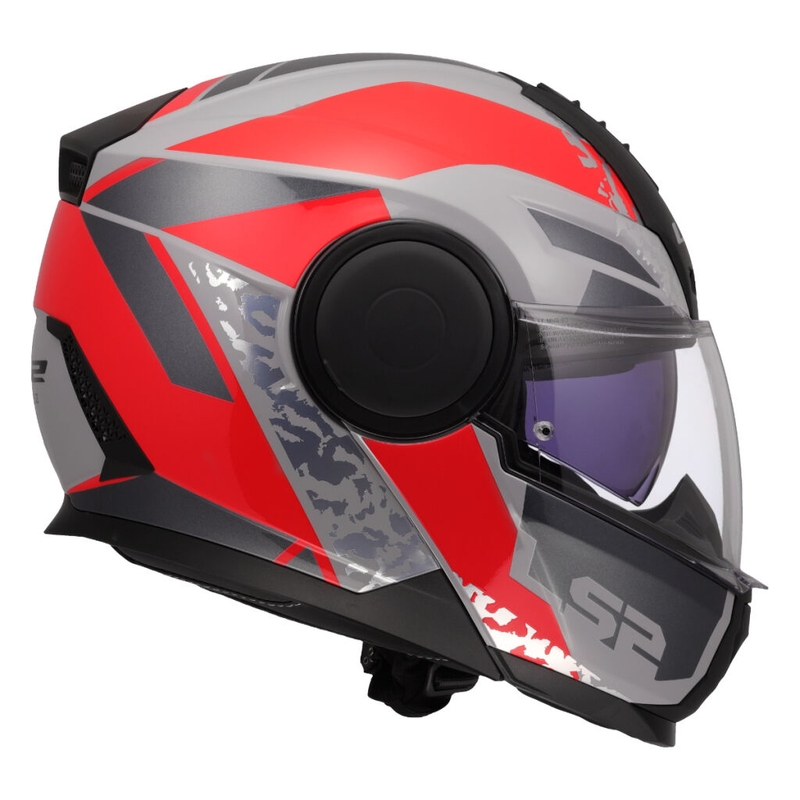 Flip-up motorcykelhjelm LS2 FF902 Scope II Oxyd grå-rød