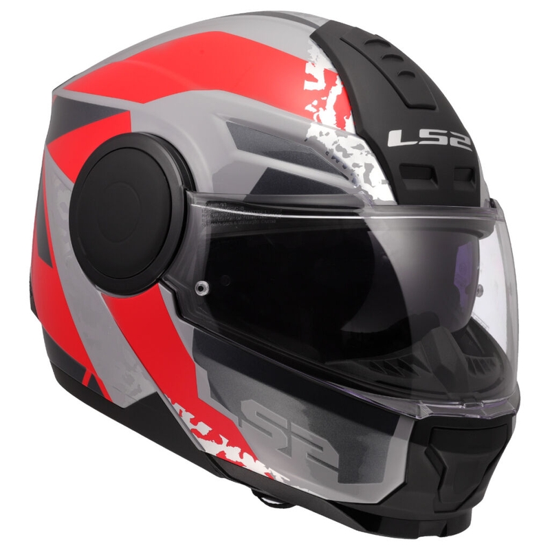 Flip-up motorcykelhjelm LS2 FF902 Scope II Oxyd grå-rød