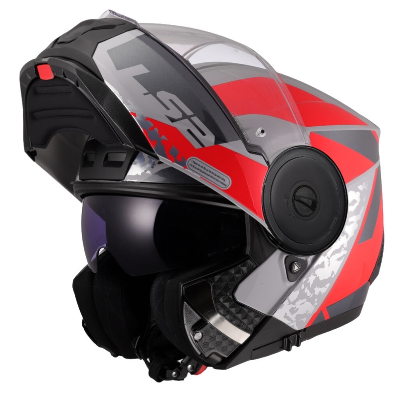 Flip-up motorcykelhjelm LS2 FF902 Scope II Oxyd grå-rød