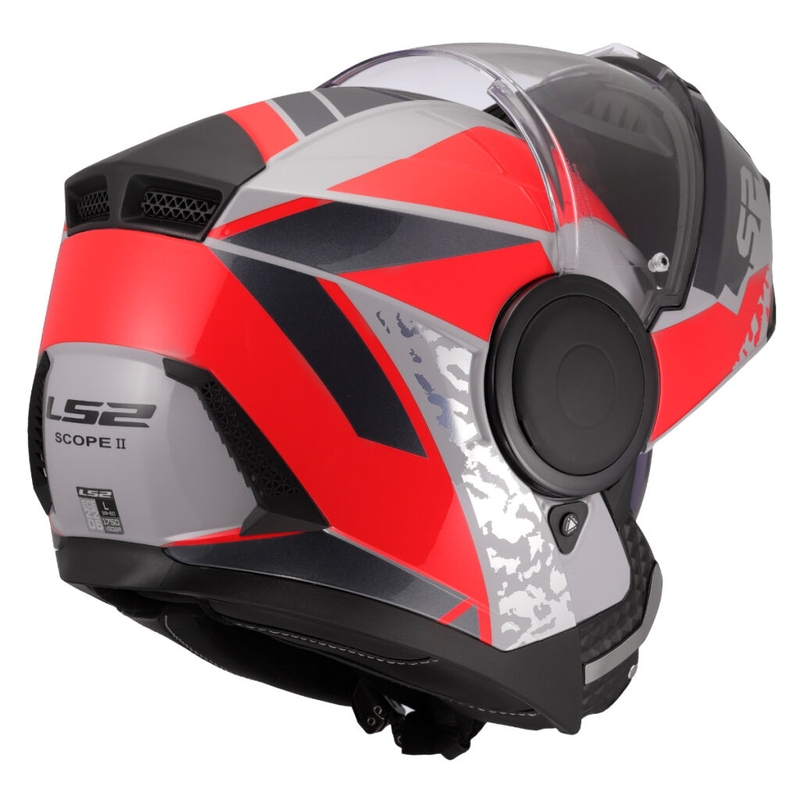 Flip-up motorcykelhjelm LS2 FF902 Scope II Oxyd grå-rød