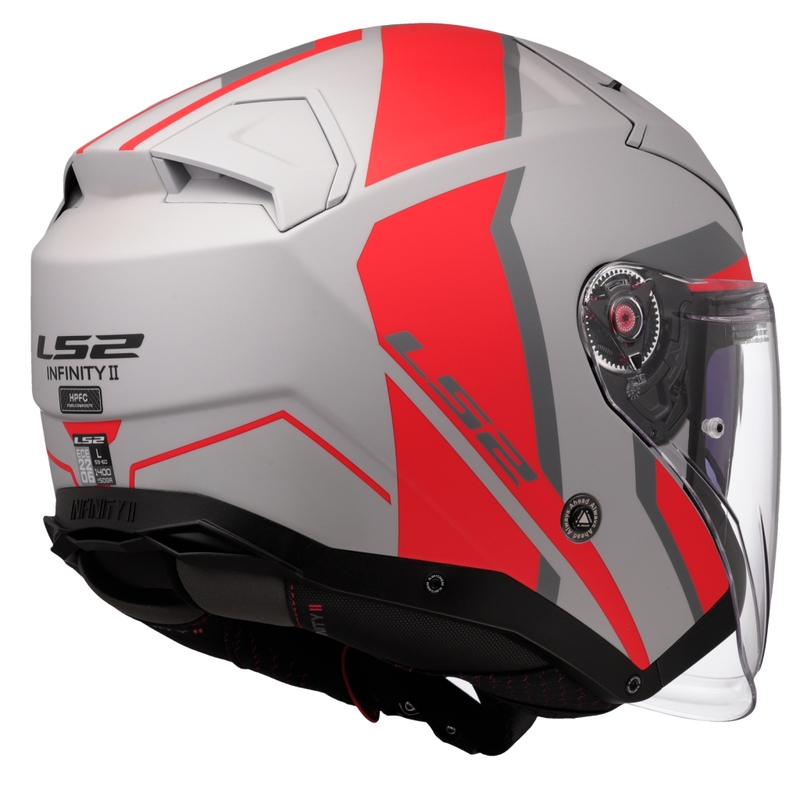 Åben motorcykelhjelm LS2 OF603 Infinity II Focus grå-rød