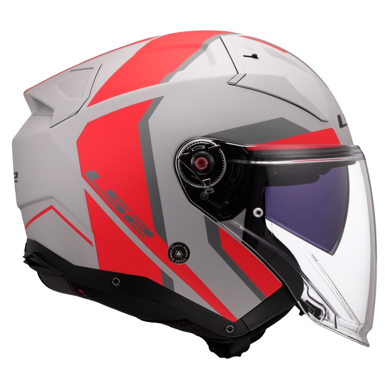 Åben motorcykelhjelm LS2 OF603 Infinity II Focus grå-rød