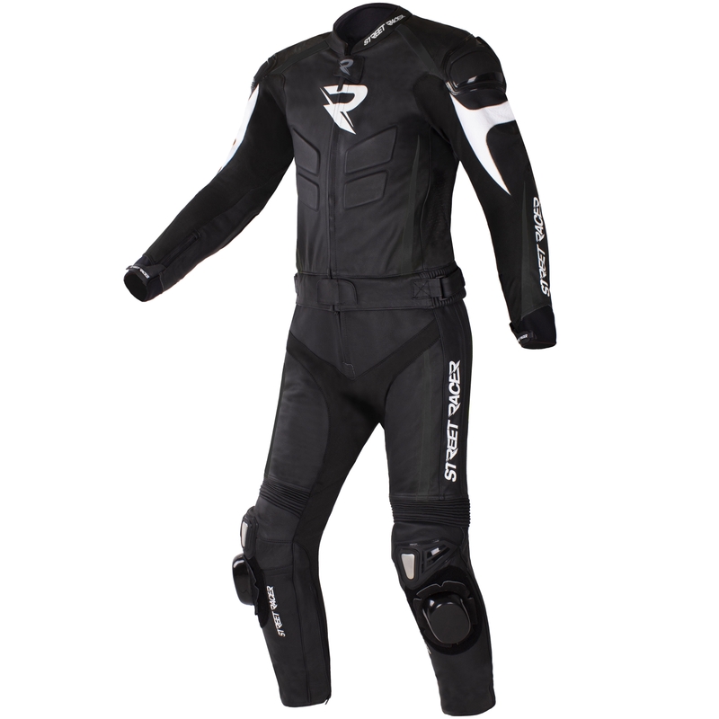 Street Racer Fast Track 2.1 læder motorcykeldragt sort-hvid