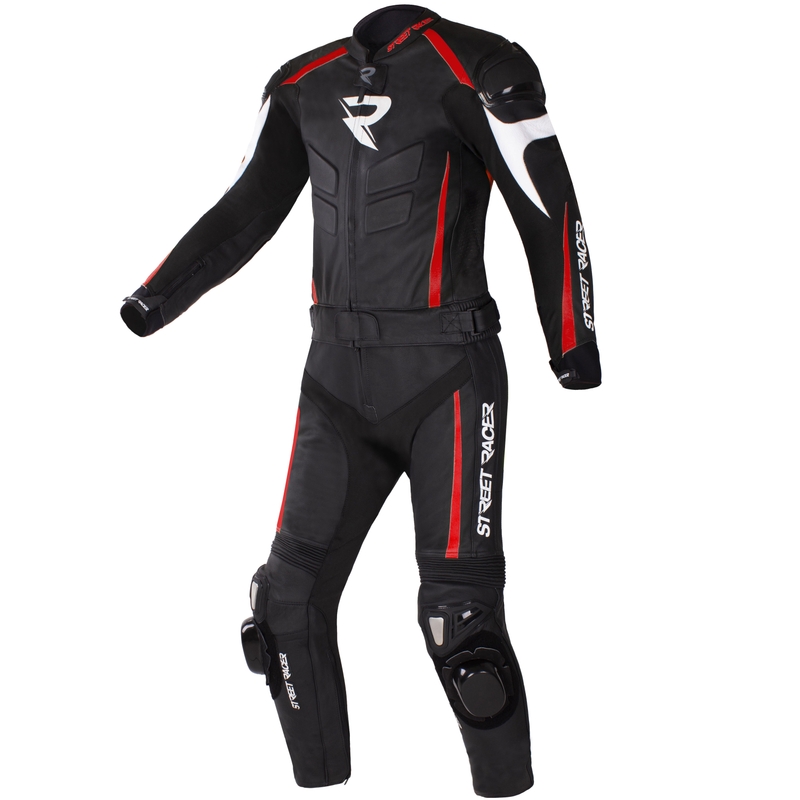 Street Racer Fast Track 2.1 læder motorcykeldragt sort-rød