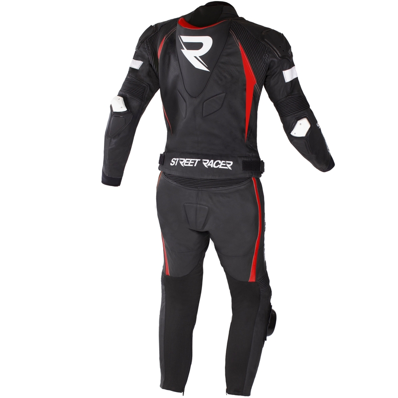 Street Racer Fast Track 2.1 læder motorcykeldragt sort-rød