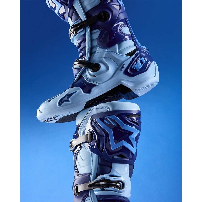 Motorcykelstøvler Alpinestars Tech 10 Limited Edition Steelers, Blå-Lyseblå