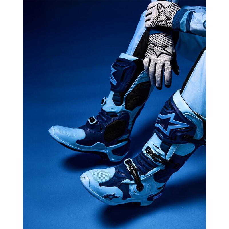 Motorcykelstøvler Alpinestars Tech 10 Limited Edition Steelers, Blå-Lyseblå