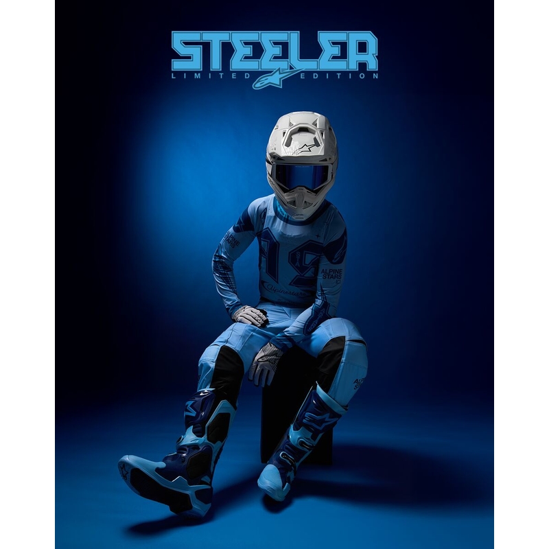 Motorcykelstøvler Alpinestars Tech 10 Limited Edition Steelers, Blå-Lyseblå
