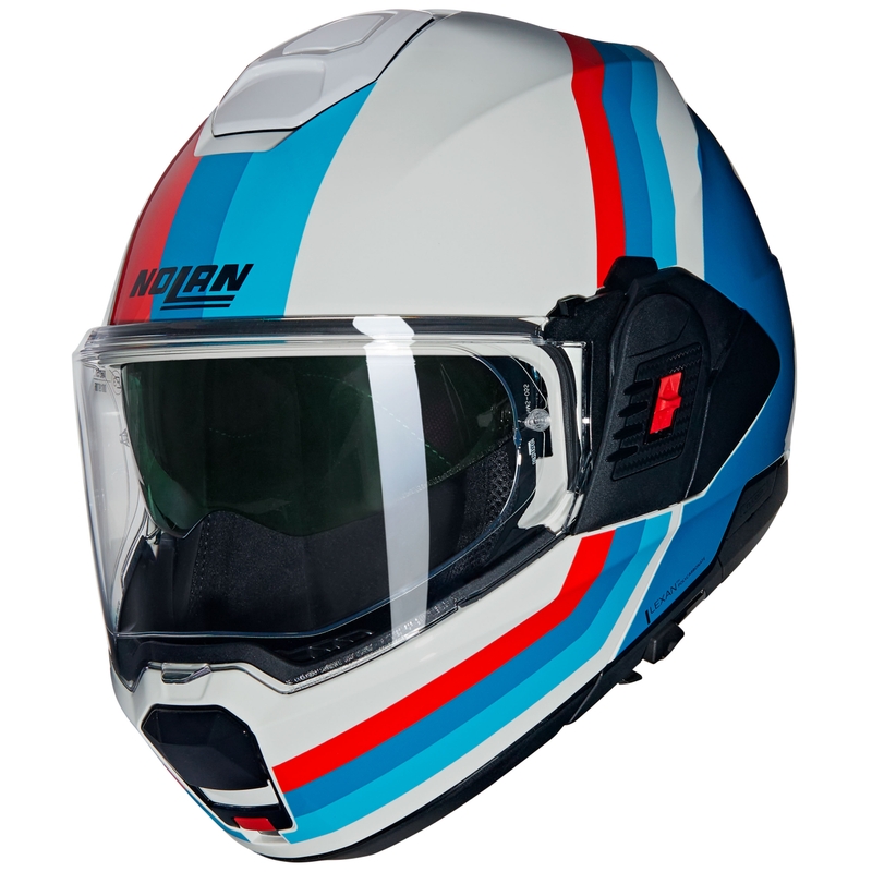 Flip-up motorcykelhjelm Nolan N120-1 Lineo N-COM 347 hvid-blå-rød