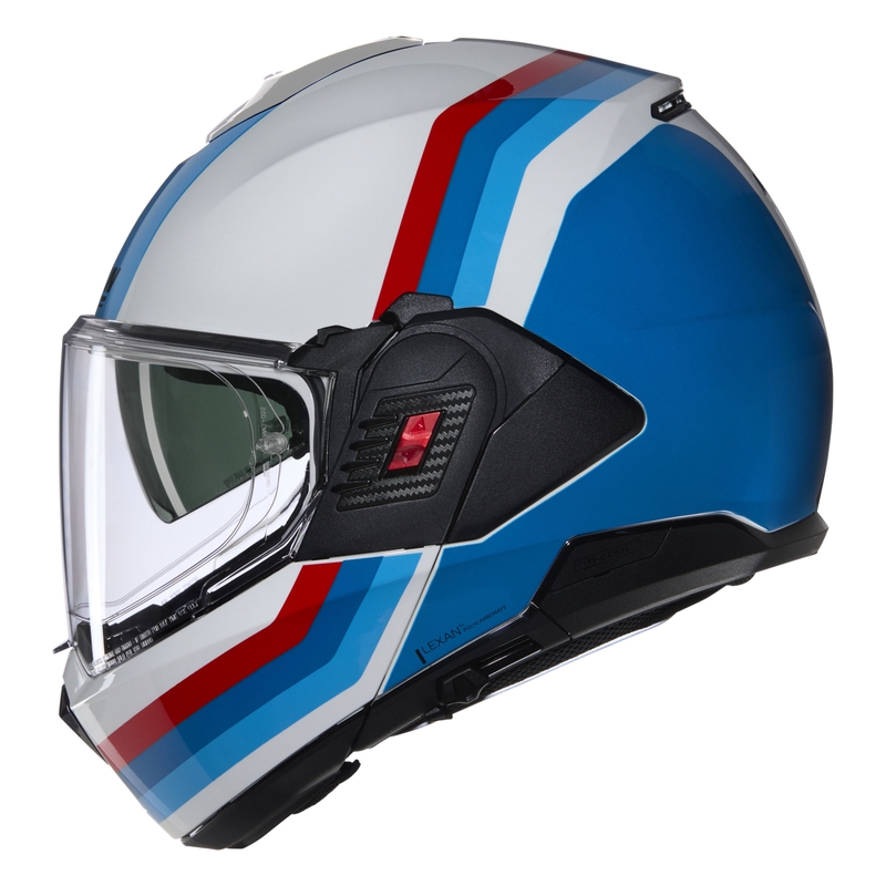 Flip-up motorcykelhjelm Nolan N120-1 Lineo N-COM 347 hvid-blå-rød