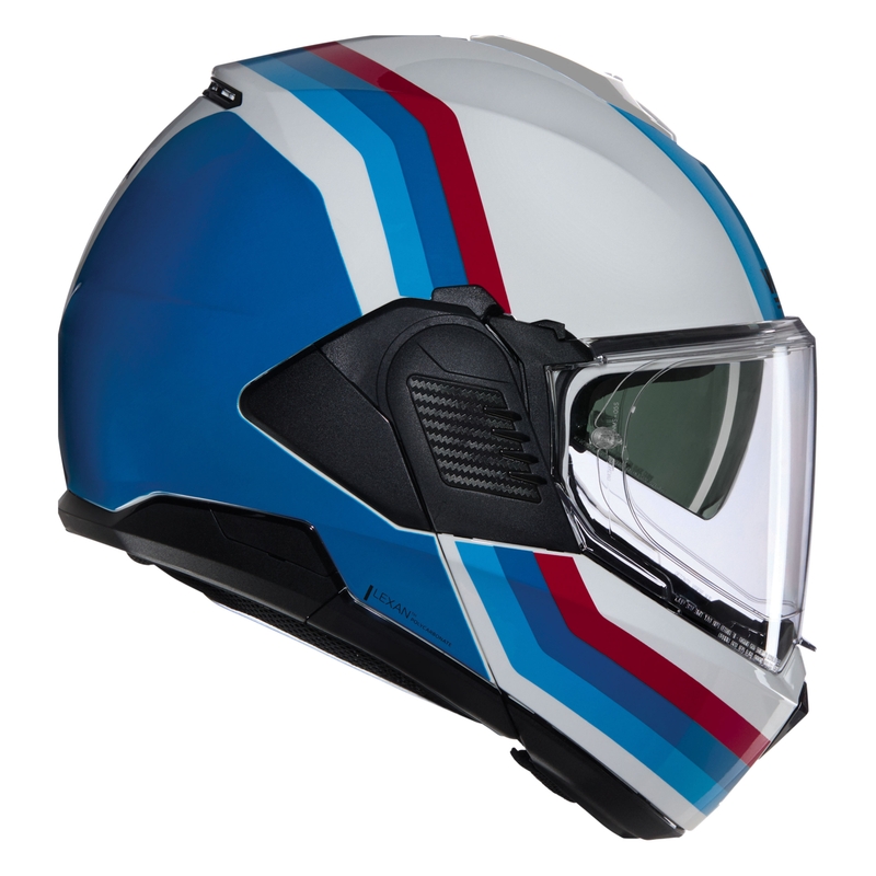 Flip-up motorcykelhjelm Nolan N120-1 Lineo N-COM 347 hvid-blå-rød