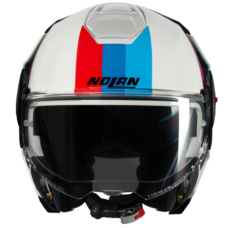 Flip-up motorcykelhjelm Nolan N120-1 Lineo N-COM 347 hvid-blå-rød