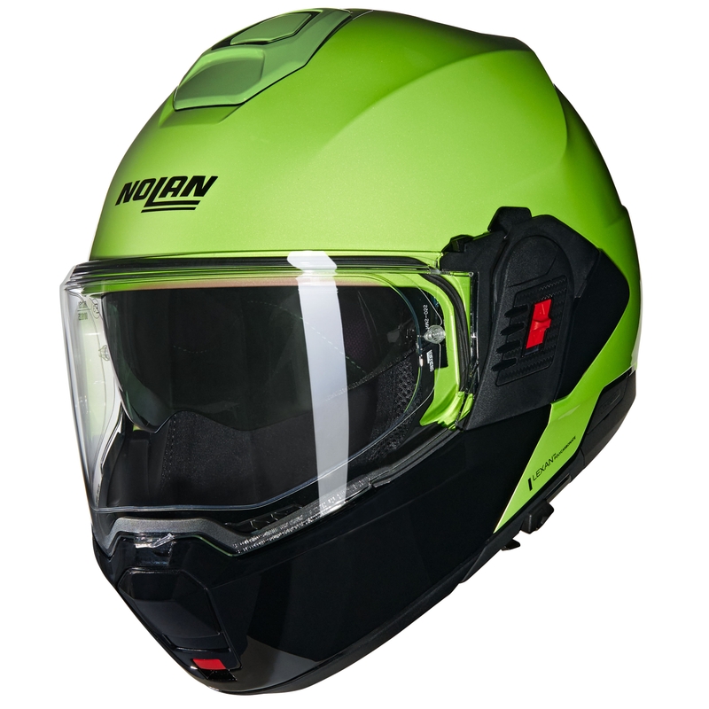 Flip-up motorcykelhjelm Nolan N120-1 Mivedi N-COM 329 grøn-sort