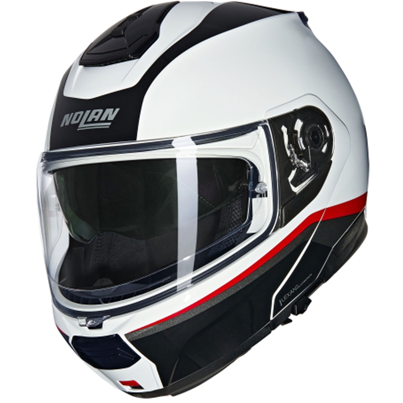 Flip-up motorcykelhjelm Nolan N100-6 Incognito N-COM 344 hvid-sort-rød