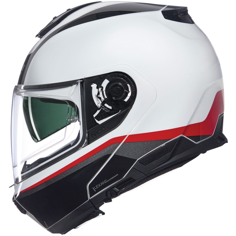 Flip-up motorcykelhjelm Nolan N100-6 Incognito N-COM 344 hvid-sort-rød