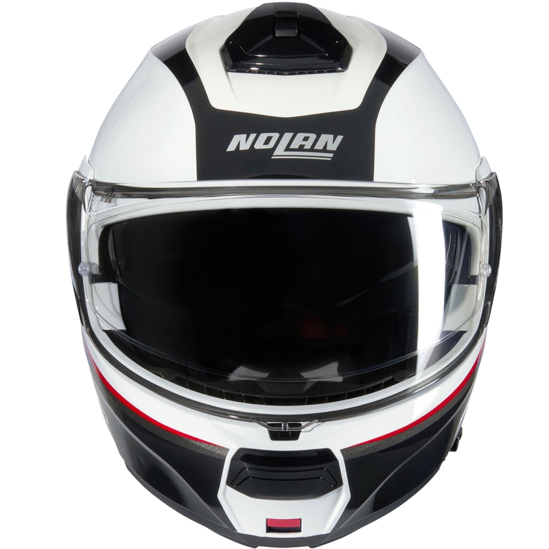 Flip-up motorcykelhjelm Nolan N100-6 Incognito N-COM 344 hvid-sort-rød