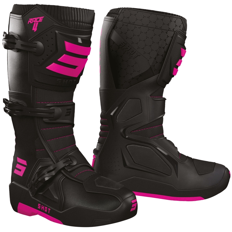 Shot Race 4 Sort-Fluo Pink motorcykelstøvler