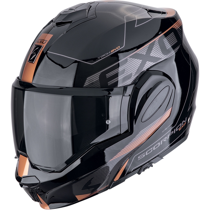 Sammenklappelig motorcykelhjelm Scorpion EXO-TECH EVO TRAVELLER sort-kobber