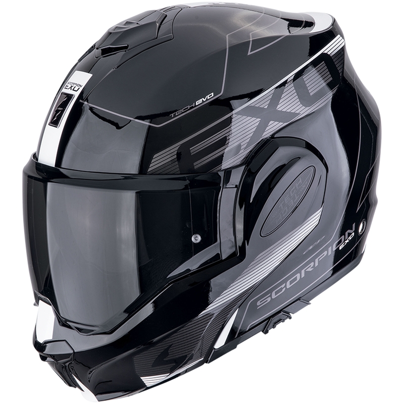 Sammenklappelig motorcykelhjelm Scorpion EXO-TECH EVO TRAVELLER sort og hvid