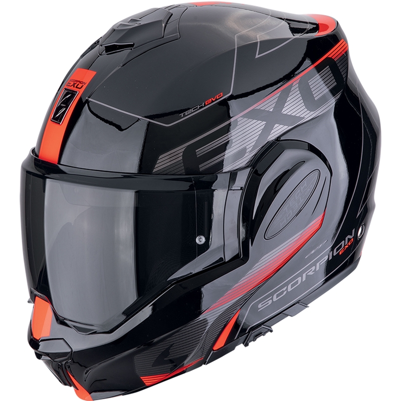 Sammenklappelig motorcykelhjelm Scorpion EXO-TECH EVO TRAVELLER sort-rød