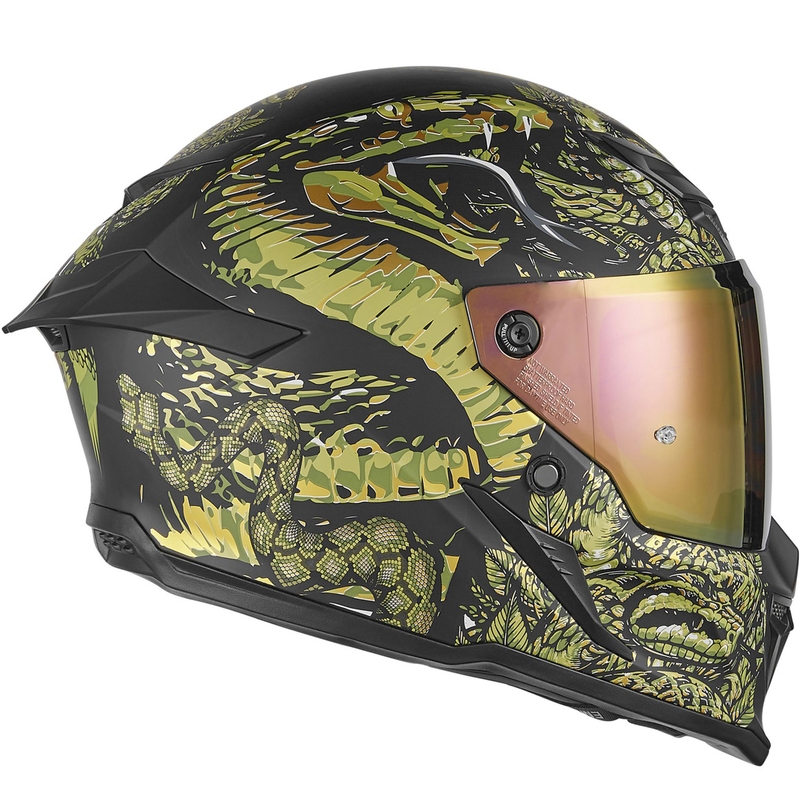 NOX Exlusiv Goliath Mythology fullface motorcykelhjelm, mat sort-guld