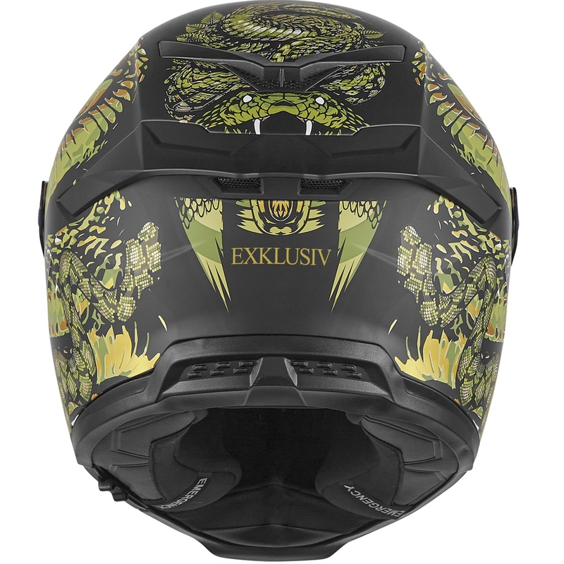 NOX Exlusiv Goliath Mythology fullface motorcykelhjelm, mat sort-guld