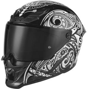 NOX Exlusiv Goliath Maori fullface motorcykelhjelm mat sort-hvid