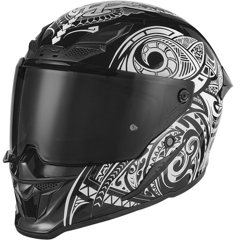 NOX Exlusiv Goliath Maori fullface motorcykelhjelm sort-hvid