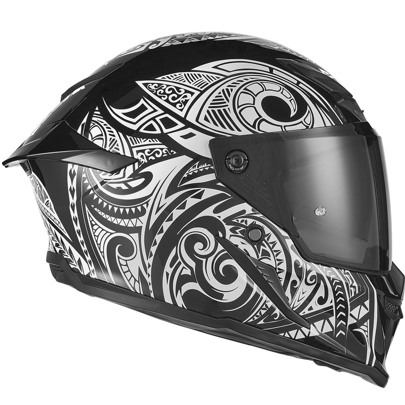 NOX Exlusiv Goliath Maori fullface motorcykelhjelm sort-hvid