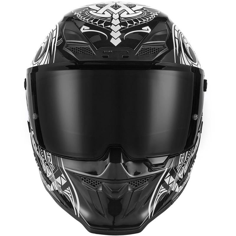 NOX Exlusiv Goliath Maori fullface motorcykelhjelm sort-hvid