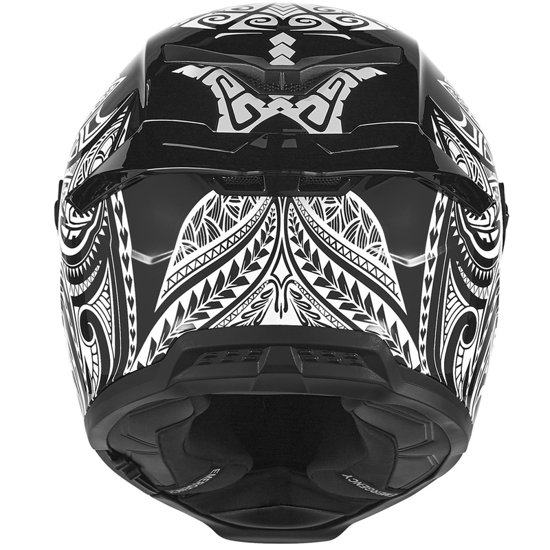 NOX Exlusiv Goliath Maori fullface motorcykelhjelm sort-hvid