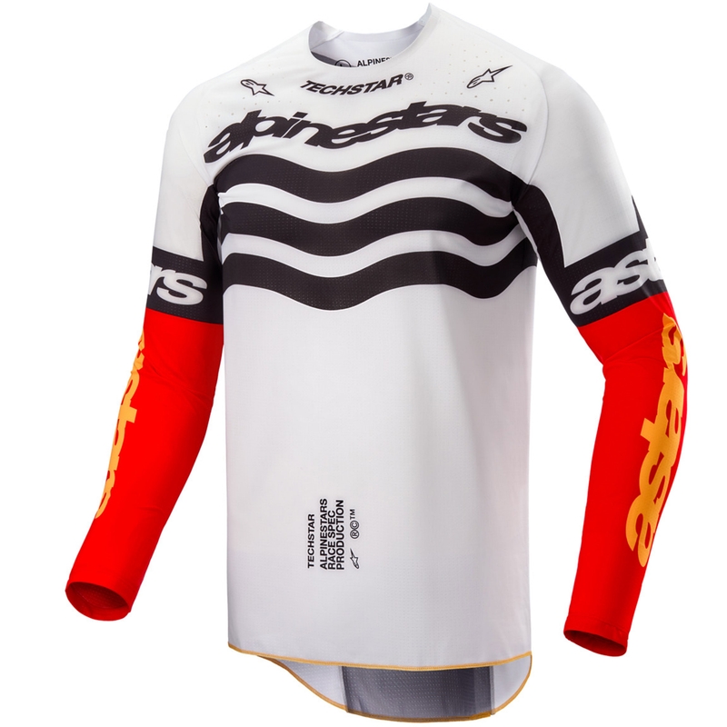 Alpinestars Techstar motocross trøje limited edition Mørk sort-hvid-fluo rød-orange