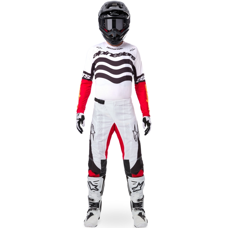 Alpinestars Techstar motocross trøje limited edition Mørk sort-hvid-fluo rød-orange