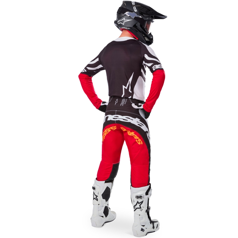 Alpinestars Techstar motocross trøje limited edition Mørk sort-hvid-fluo rød-orange