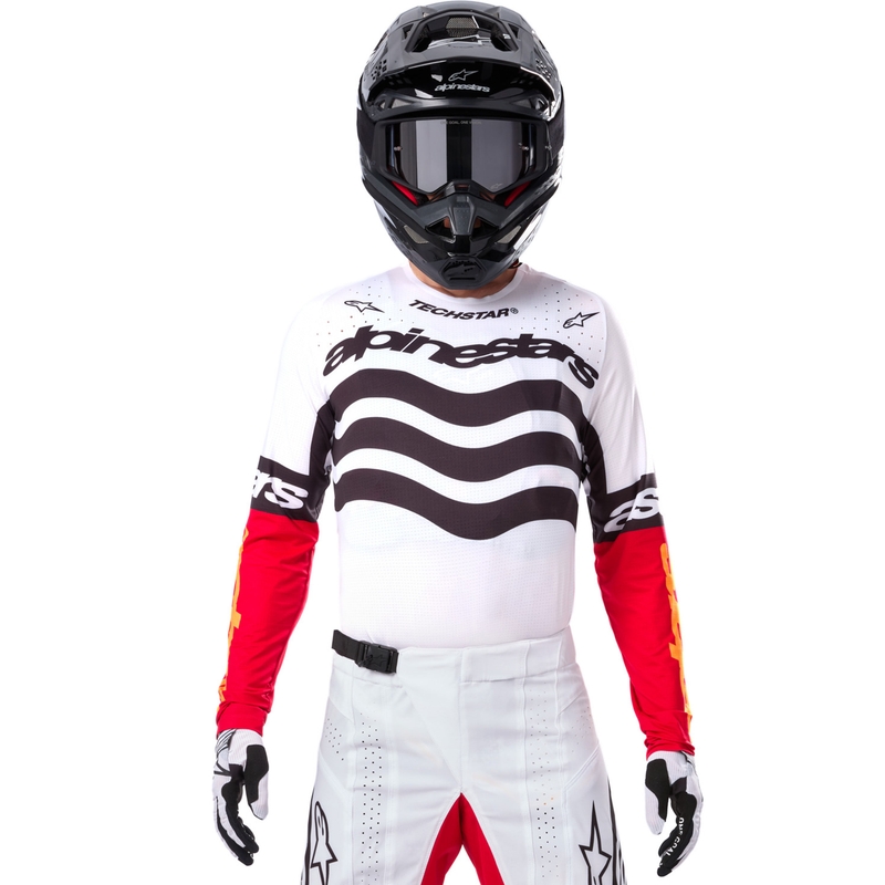 Alpinestars Techstar motocross trøje limited edition Mørk sort-hvid-fluo rød-orange