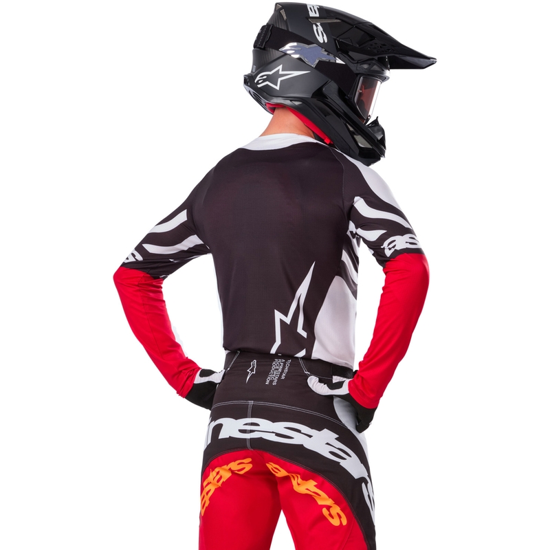 Alpinestars Techstar motocross trøje limited edition Mørk sort-hvid-fluo rød-orange