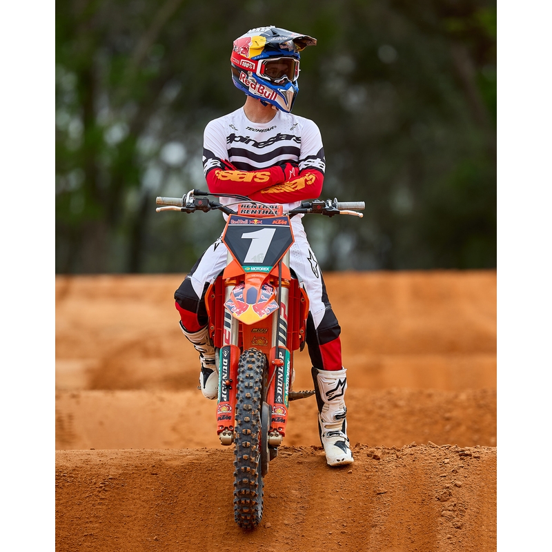Alpinestars Techstar motocrossbukser limited edition dyb sort-hvid-fluo rød-orange