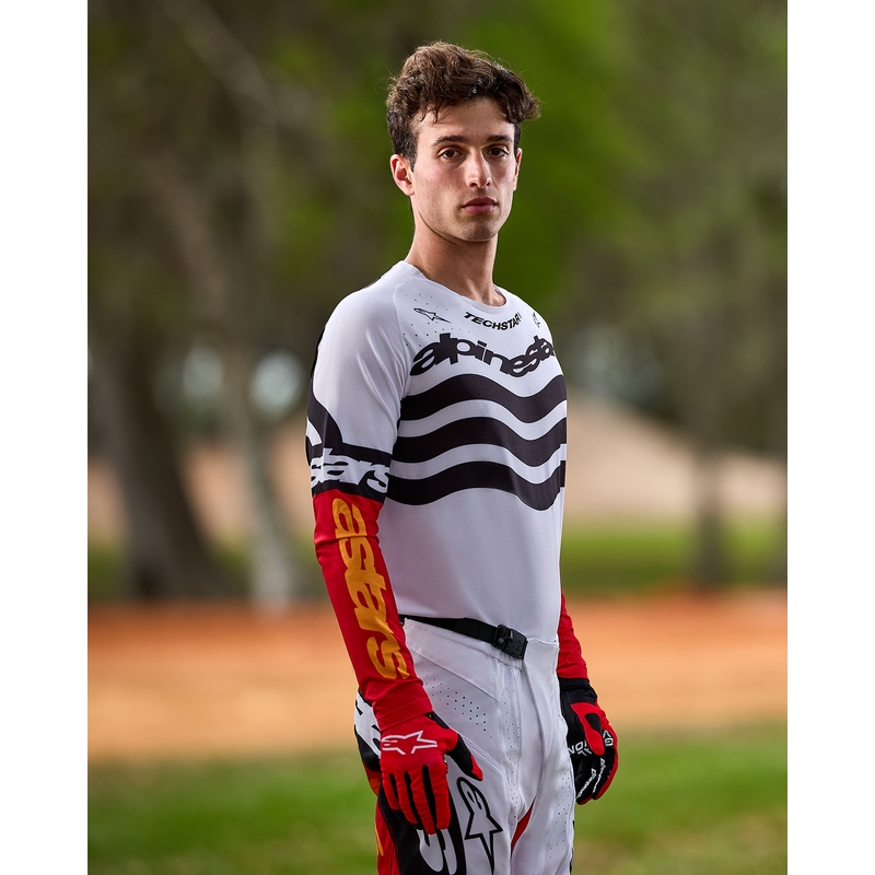Alpinestars Techstar motocrossbukser limited edition dyb sort-hvid-fluo rød-orange