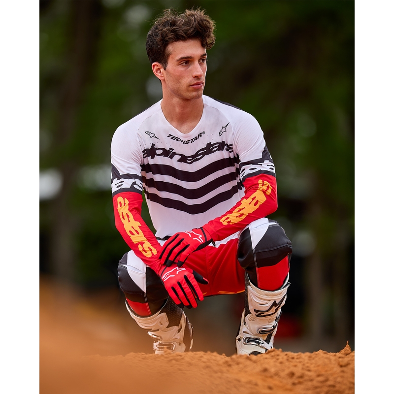Alpinestars Techstar motocrossbukser limited edition dyb sort-hvid-fluo rød-orange