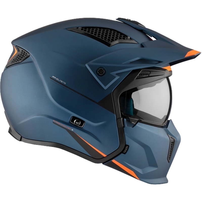 Åben hjelm med maske MT Streetfighter SV S Solid A7 matblå