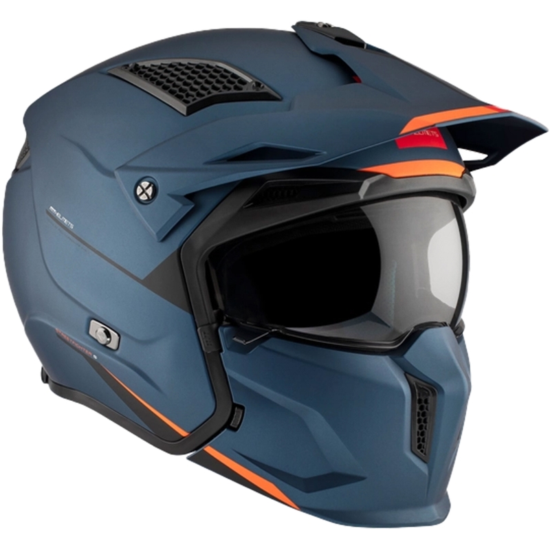 Åben hjelm med maske MT Streetfighter SV S Solid A7 matblå