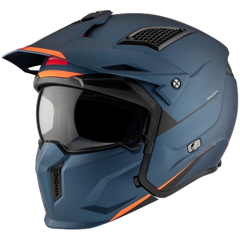Åben hjelm med maske MT Streetfighter SV S Solid A7 matblå