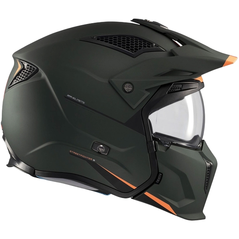Åben hjelm med maske MT Streetfighter SV S Solid A6 matgrøn