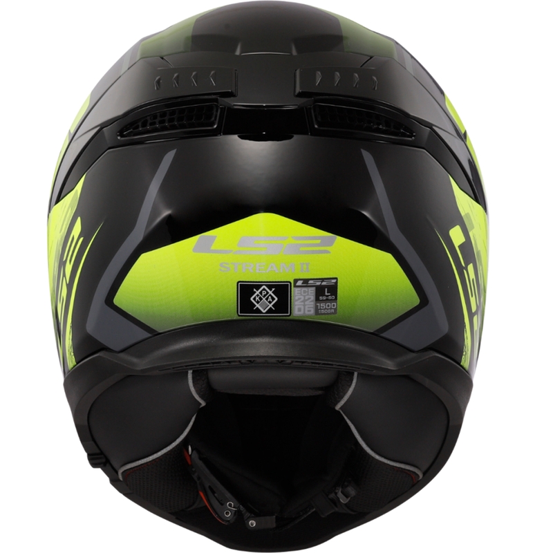 Integralhjelm LS2 FF808 Stream II Fury sort-fluo gul