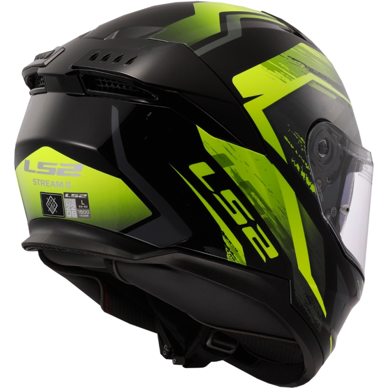 Integralhjelm LS2 FF808 Stream II Fury sort-fluo gul