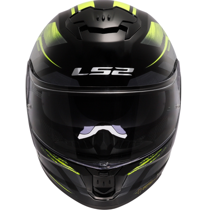 Integralhjelm LS2 FF808 Stream II Fury sort-fluo gul